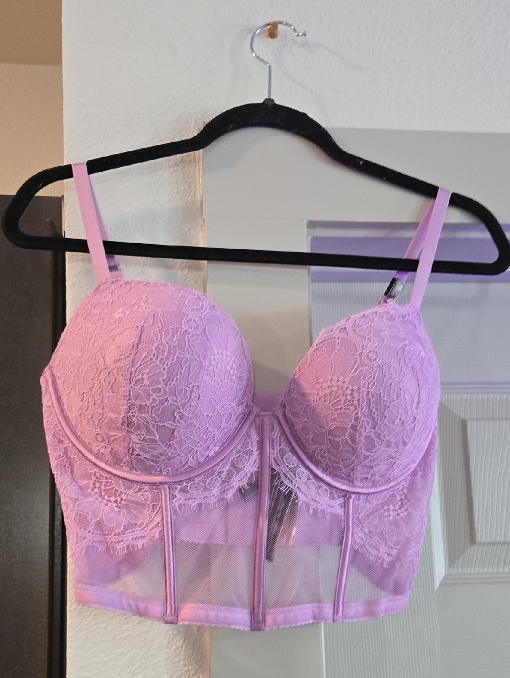 NWT Victoria's Secret Lilac Push Up Corset Lace Longline Bra Size 34DD - Picture 2 of 6